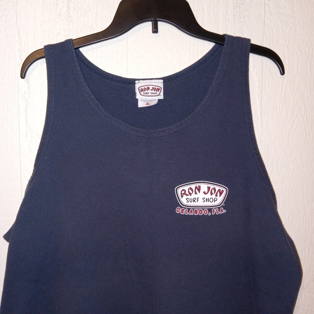 Ron Jon Surf Shop Tank Top Mens XL Navy Blue Orlando Florida Graphic Tee